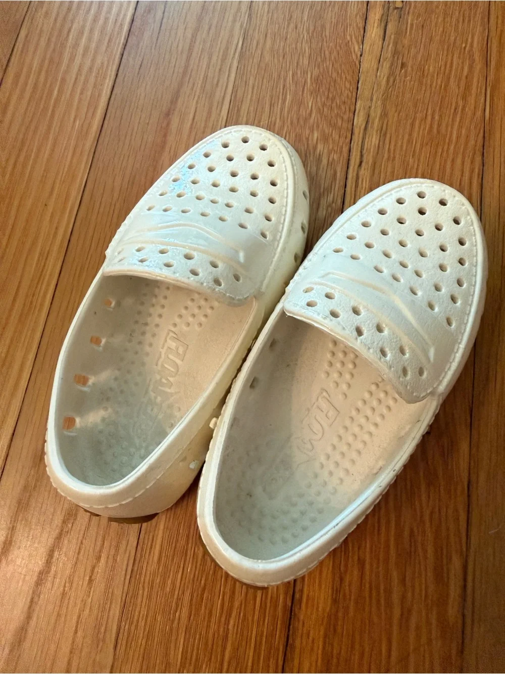 Kids White Perforated Slip-On Dress Loafers